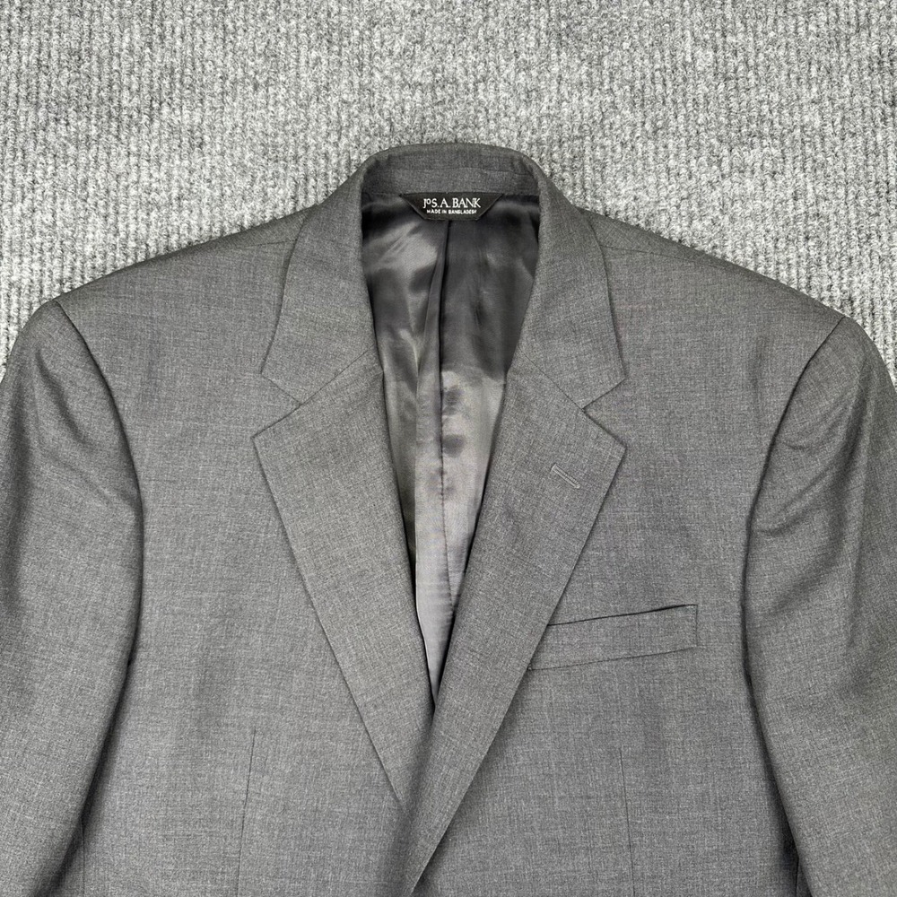 Jos. A. Bank Blazer Suit Jacket Mens 41R Gray 100% Wool 2-Button - Picture 7 of 13